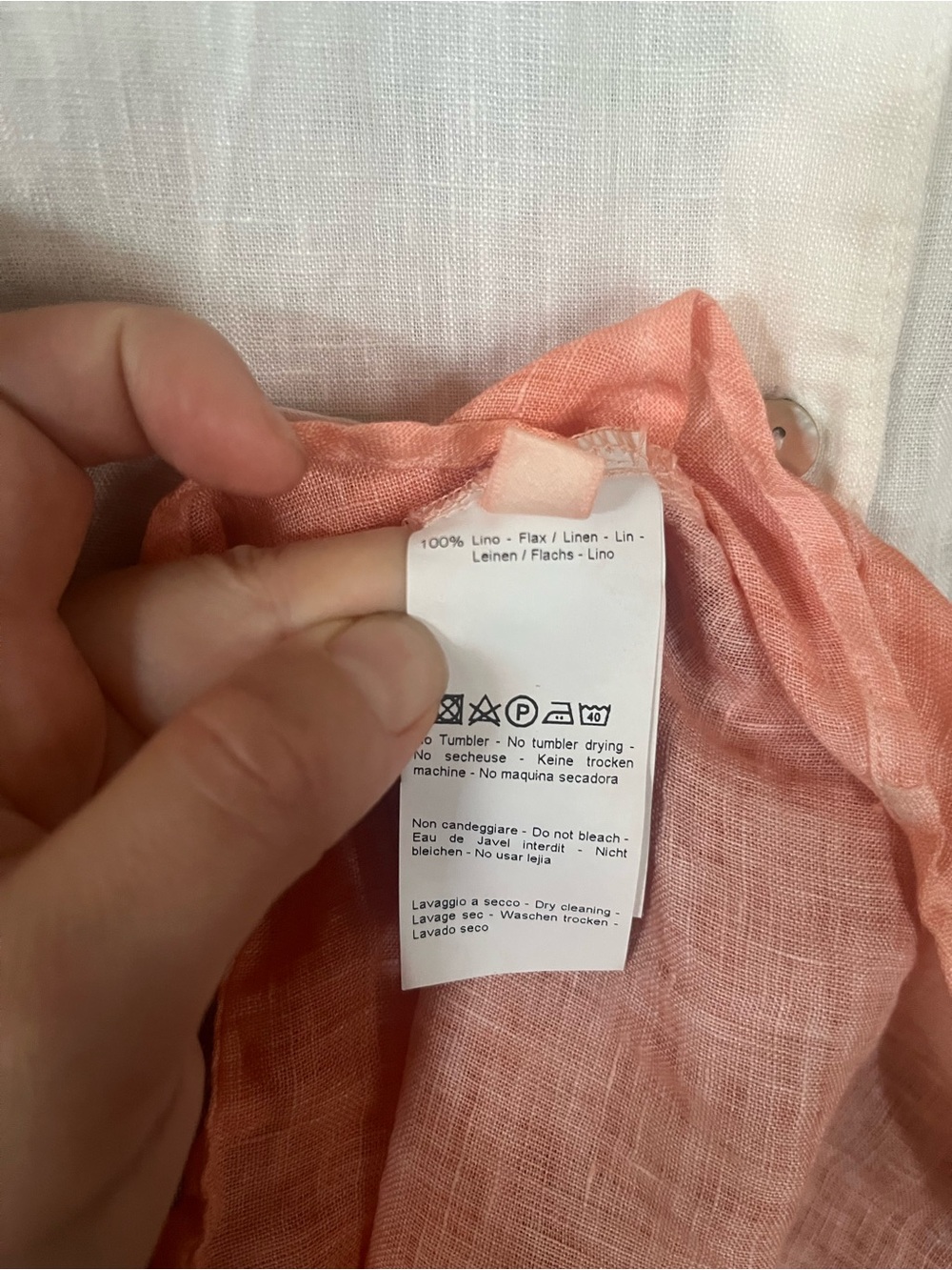 120% Lino Popover Pure Linen Shirt in Tangerine - Picture 13 of 16